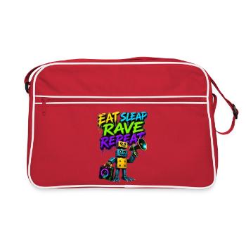 Manger Dormir Rave Répéter Robot Graffiti - Sac Retro - rouge/blanc - Devant