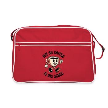 Froher Kaffee Wiener Dialekt - Retro Tasche - Rot/Weiß - Vorne