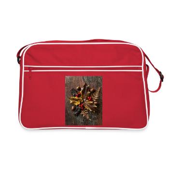 Autumn flat lay composition with holly leaves - Retro Tasche - Rot/Weiß - Vorne