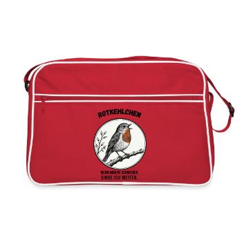 Rotkehlchen – Singe weiter - Retro Tasche - Rot/Weiß - Vorne