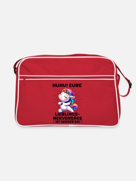 RegenbogenEinhorn Tanz - Retro Tasche - Rot/Weiß
