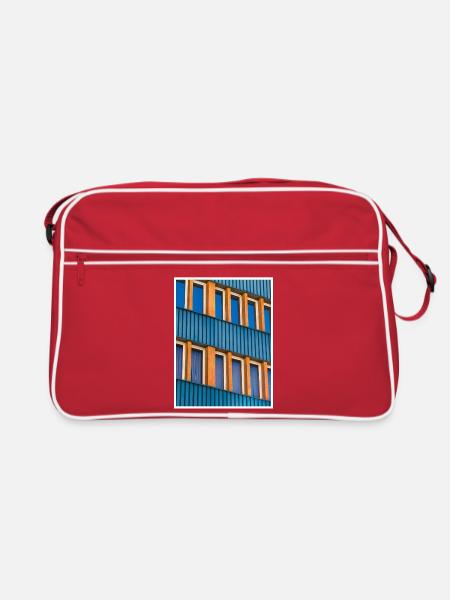 BLAU / ORANGE. - Retro Tasche - Rot/Weiß
