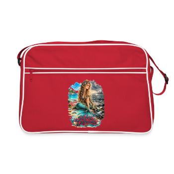 Meerjungfrau am Strand – Sea the Difference - Retro Tasche - Rot/Weiß - Vorne