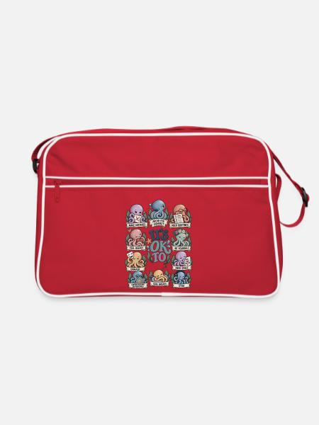 Anders sein ist okay – Neurodiversität - Retro Tasche - Rot/Weiß