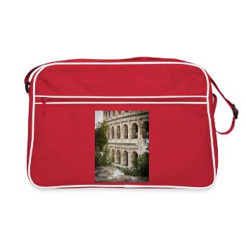 Kolosseumsbögen und Grünflächen - Retro Tasche - Rot/Weiß - Vorne
