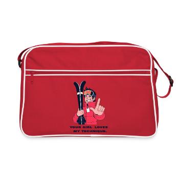 Your Girl Loves My Technique – Ski Shirt - Retro Tasche - Rot/Weiß - Vorne