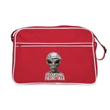 Alien Verschwörungs-Theoretiker - Retro Tasche - Rot/Weiß - Vorne