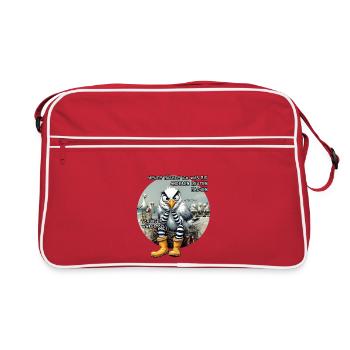 Böse Möwen - Leute schubsen - Retro Tasche - Rot/Weiß - Vorne