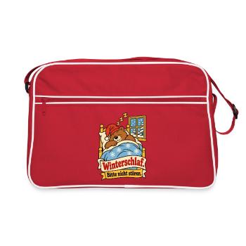 Winterschlaf Bitte nicht stören - Retro Tasche - Rot/Weiß - Vorne