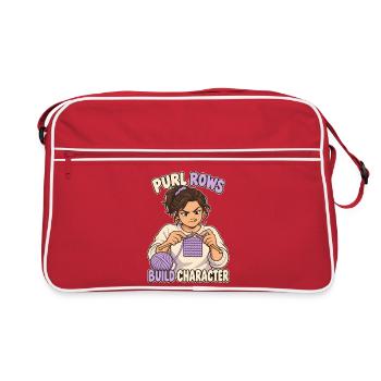 Linke Maschen formen Charakter - Retro Tasche - Rot/Weiß - Vorne