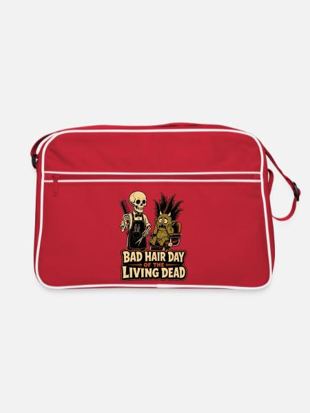 Bad Hair Tag der Lebenden Toten - Retro Tasche - Rot/Weiß