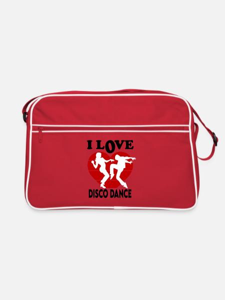 I Love Disco Dance Ich liebe Disco Tanz Dancing - Retro Tasche - Rot/Weiß - Vorne
