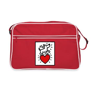 Chien sur cœur - Sac Retro - rouge/blanc - Devant
