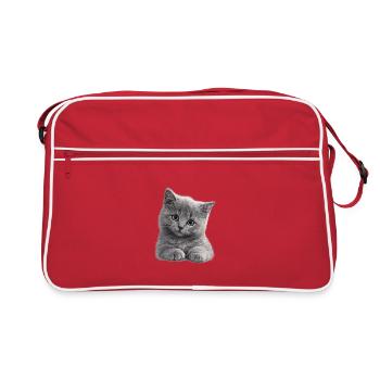Petit chaton gris câlin - Sac Retro - rouge/blanc - Devant