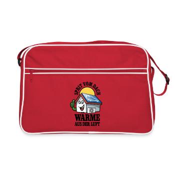 Öko Haus Sprit vom Dach Wärme aus der Luft - Retro Tasche - Rot/Weiß - Vorne