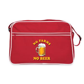 Bauern Protest - No Farms No Beer - Bier - Demo - Retro Tasche - Rot/Weiß - Vorne