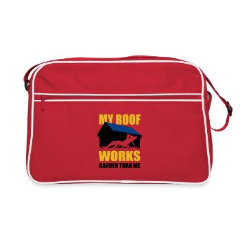 My roof works harder than me - Photovoltaik, Solar - Retro Tasche - Rot/Weiß - Vorne