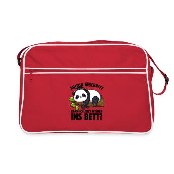 Panda - Abitur geschafft wieder ins Bett? - Spruch - Retro Tasche - Rot/Weiß - Vorne