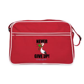 Frog and Stork - Never give up - Retro Bag - red/white - Front