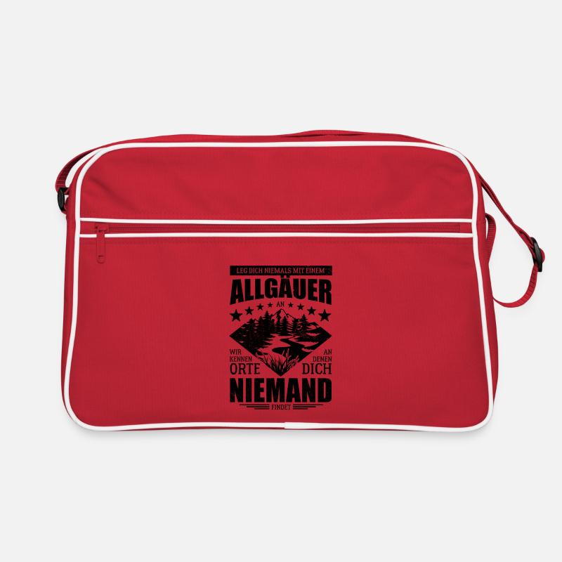 Leg dich nicht mit einem Allgäuer an - Spruch - Retro Tasche - Rot/Weiß