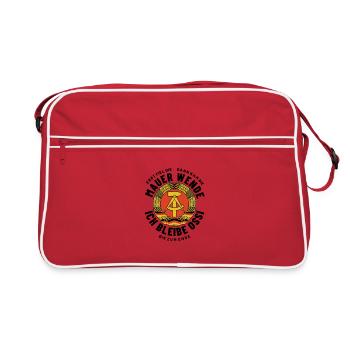 Mauer, Wende, Ossi bis zum Ende, DDR Spruch - Retro Tasche - Rot/Weiß - Vorne