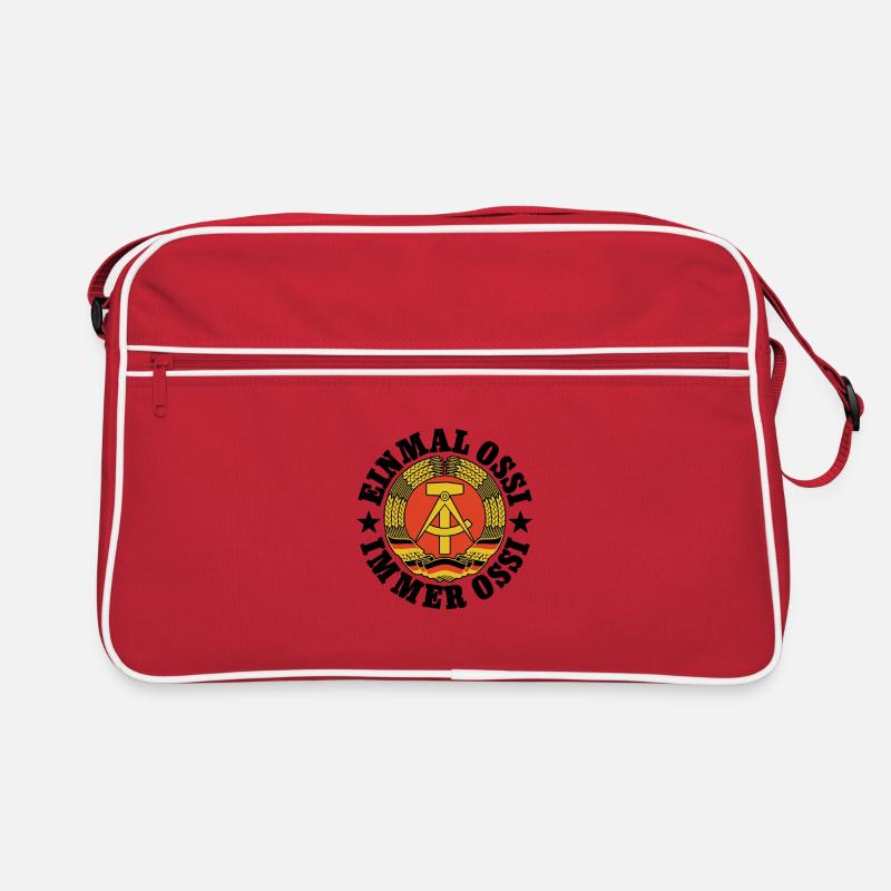 DDR Wappen, Einmal Ossi, Immer Ossi, Spruch Retro Tasche