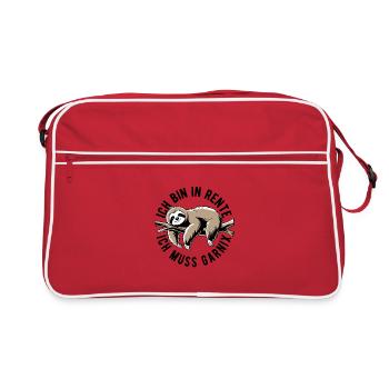 Faultier - Ich bin in Rente ich muss garnix - Retro Tasche - Rot/Weiß - Vorne