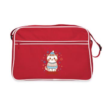 Meowy Christmas - Geschenk mit Katze - Retro Tasche - Rot/Weiß - Vorne