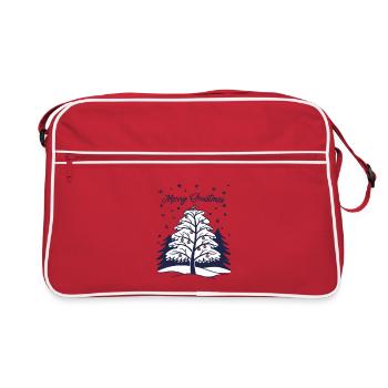 Joyeux Noël - Arbre de Noël et oiseau - Sac Retro - rouge/blanc - Devant