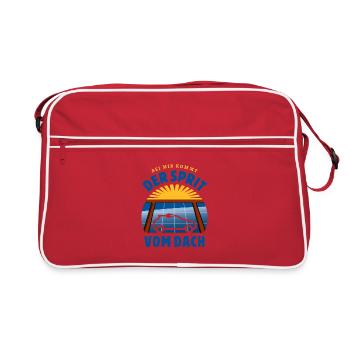 Bei mir kommt der Sprit vom Dach - Photovoltaik - Retro Tasche - Rot/Weiß - Vorne
