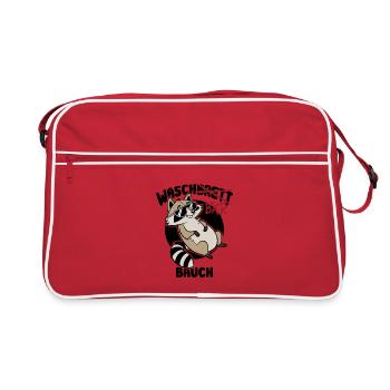 Waschbär Bauch - Waschbrett Bauch Geschenk - Retro Tasche - Rot/Weiß - Vorne