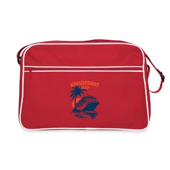 Kreuzfahrt 2025, Kreuzfahrtschiff, Schiffsreise - Retro Tasche - Rot/Weiß - Vorne