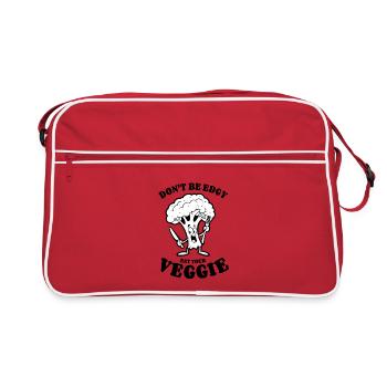 Don't be edgy, eat your Veggie - Broccoli, vegan - Retro Bag - red/white - Front
