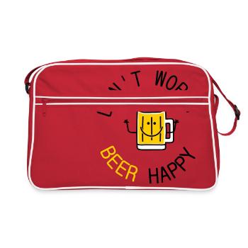 dont worry beer happy - Retro Tasche - Rot/Weiß - Vorne