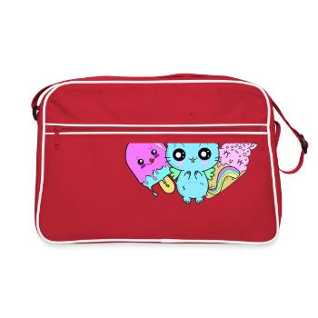 unicorn Katze Eis am Stiel softeis - Retro Tasche - Rot/Weiß - Vorne