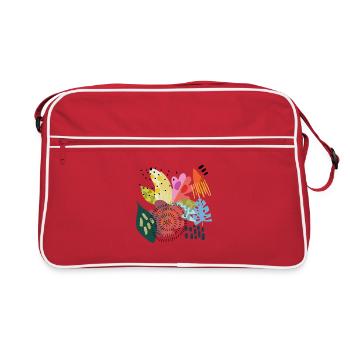 Blaetter Minimalistisch - Retro Tasche - Rot/Weiß - Vorne