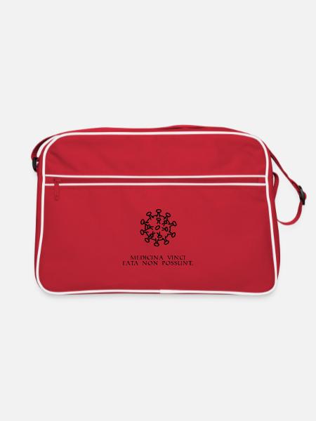 das schicksal kann keine krankheit latein schwarz - Retro Tasche - Rot/Weiß - Vorne