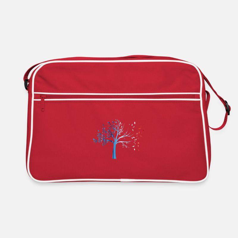 Warming stripes - lose nature / tree - Retro Tasche - Rot/Weiß