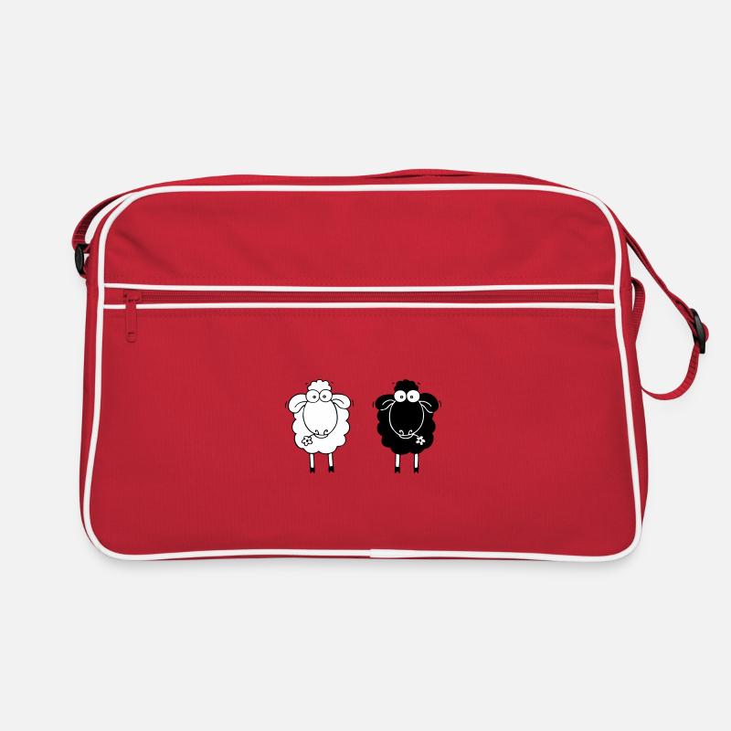 Schafe schwarz weiss - Retro Tasche - Rot/Weiß
