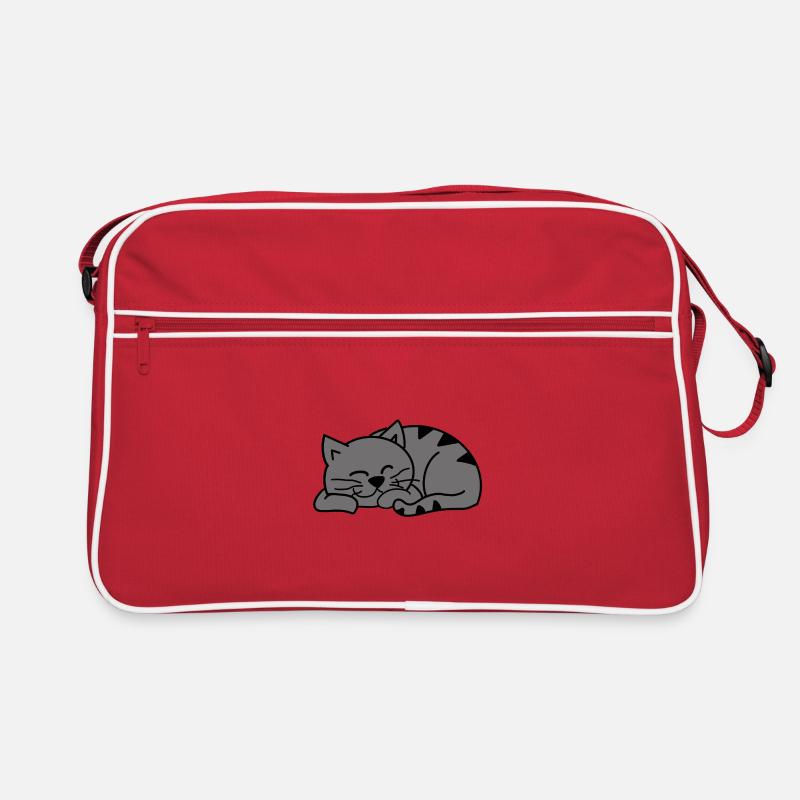 Graue Schlafende Katze / Sleeping grey cat Retro Tasche