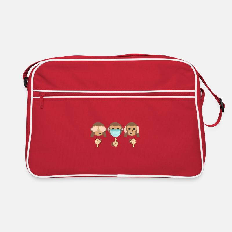 3 Weise Affen (Zwei-Ignoranten-Edition) - Retro Tasche - Rot/Weiß