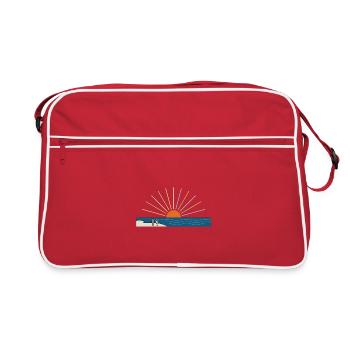 Minimalistische Sun at the Beach Ästhetik - Retro Tasche - Rot/Weiß - Vorne