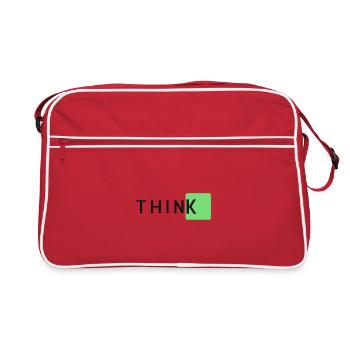 ThinkK Grüner Block-Typo - Retro Tasche - Rot/Weiß - Vorne