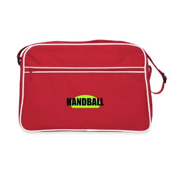 Handball Neon-Grün Typo-Print - Retro Tasche - Rot/Weiß - Vorne