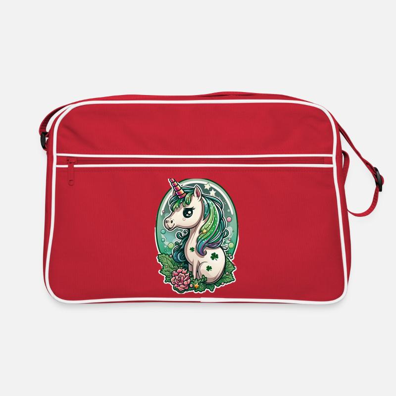 Licorne multicolore fleurs trèfle chance fête Sac Retro