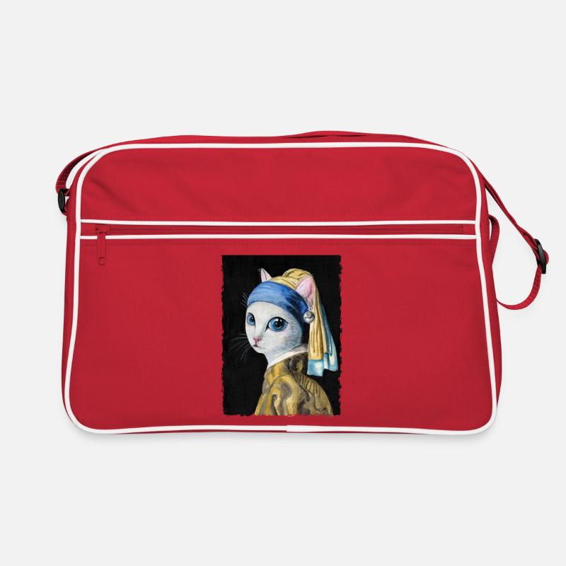 Chat avec une boucle d'oreille perle Sac Retro