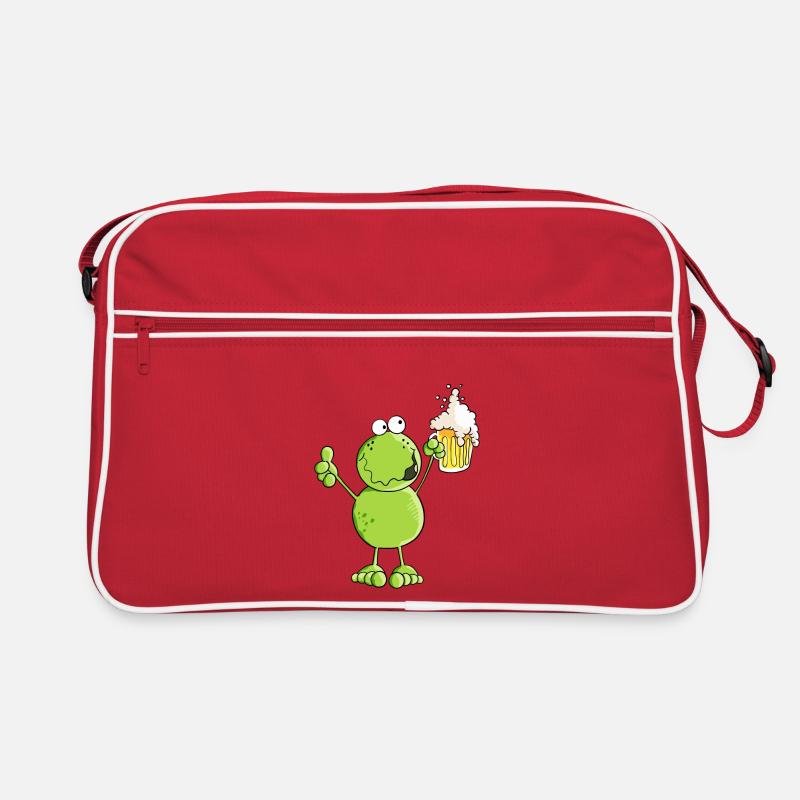 Frosch hebt ein Bier - Prost - Alkohol - Comic Retro Tasche