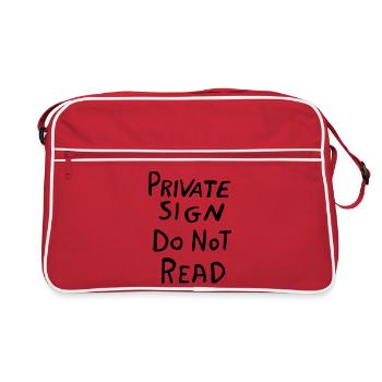 Panneau de zone privée - Design secret amusant - Sac Retro - rouge/blanc - Devant