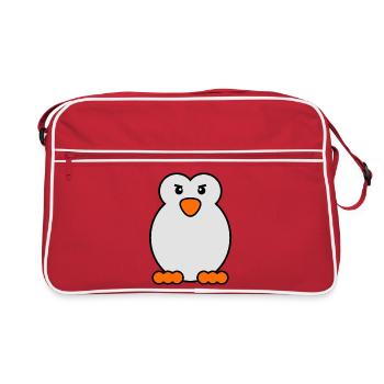 Penguin Bird Animal Antarctica Cold South Pole - Retro Bag - red/white - Front