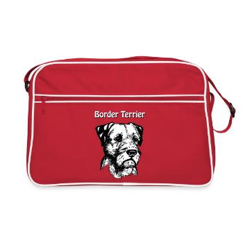 Border Terrier Portrait - Retro Bag - red/white - Front